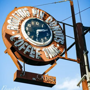 a sign for a coffee shop