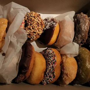a dozen mixed donuts and a french cruller. The crueller was $4 and while good not worth that price point.
