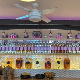 Behind the bar.  Nice display!