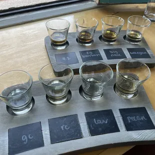 Rolling Still Distillery and Lounge, Taos, NM June 9, 2023 - flight vodka and whiskey