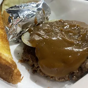 Hamburger steak with Toast