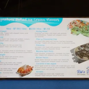 Menu. $5.50 for 8oz. Also build your own, for the same price.