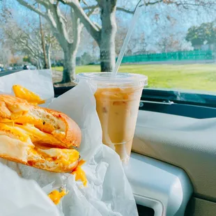 Egg and Cheese Bagel and Iced Coffee