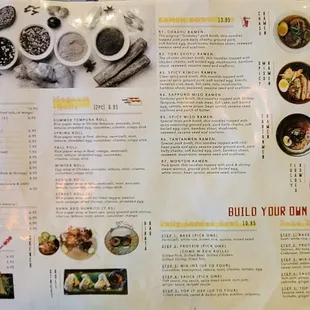 menu, sushi and sashimi