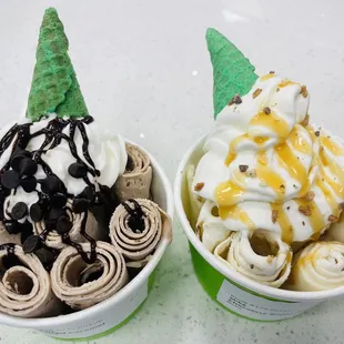 Salted Caramel and Chocolate Brownies Rolled Ice Cream