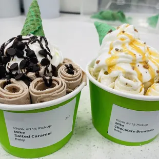 Salted Caramel and Chocolate Brownies Rolled Ice Cream