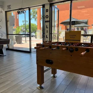 There are 2 customer use gaming tables