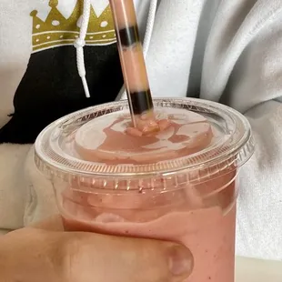 Strawberry bubble smoothie