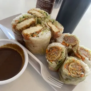 Grilled tofu saucepring roll and New Orleans Spring Rolls