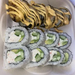 The California roll and spicy tuna tempura roll special