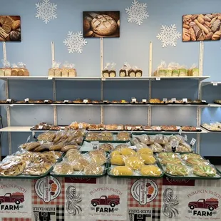 a variety of baked goods on display