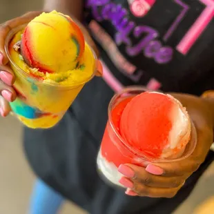 Water Ice! 
- Water Ice is commonly referred to as Italian ice. It is flavored ice with a soft texture, not like a snow cone or snowball.