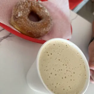 churro doughnut and cafe con leche