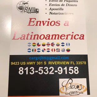 Tienen envíos a Colombia y envíos de Dinero