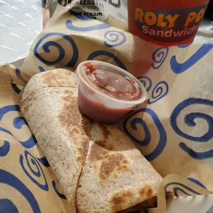 a burrito and a drink