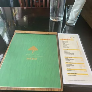 Menu and drink menu