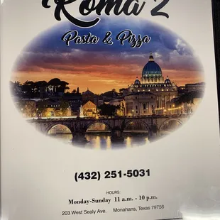 The menu front