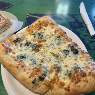 Spinach and Cheese Pizza slice