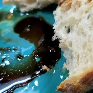 Olive oil and vinegar and warm Italian bread...Dippin&apos; time!