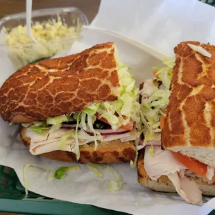 Turkey with cranberry side of macaroni salad