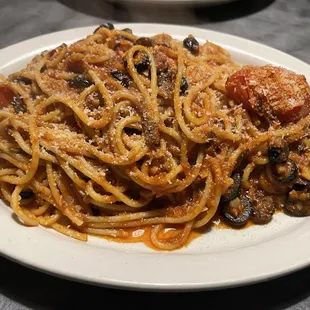 Spaghetti Puttanesca- Absolutely delicious!