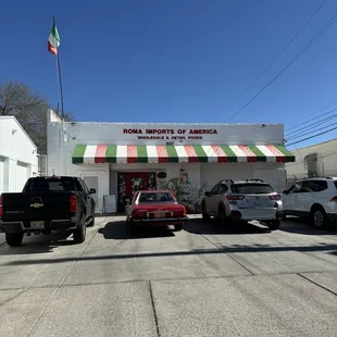 cars parked in front of a store