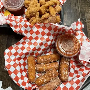 Calamari and mozzarella sticks