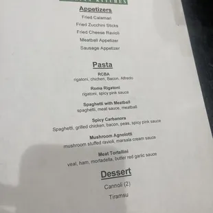 menu