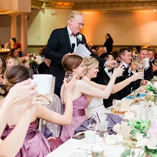 Head table down the middle and view facing dance floor and bar (Copr: Joshua Harrison Photography)