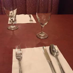 Real silverware and nice glass ware!