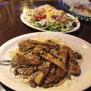 Chicken Marsala and Antipasto salad