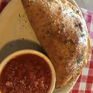 The calzone was crispy and delicious