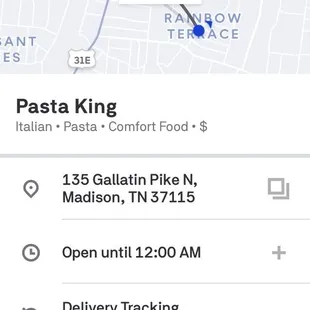 Also know as Pasta King on the delivery apps.