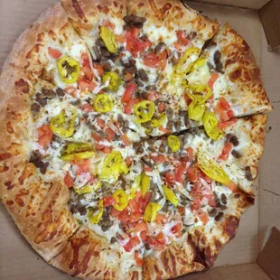 White Pizza With Banana Peppers
