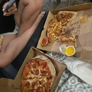 Pepperoni pizza and 10" Cheese Breadsticks