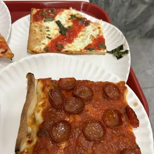 Grandma slice and Spicy pepperoni