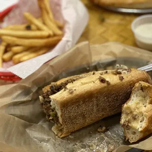 Philly Cheesesteak with a side of fries