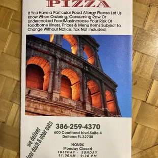 The menu