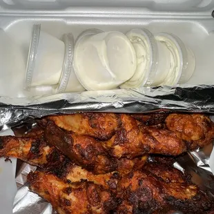Hot Spicy Baked Buffalo Wings Comes with two containers of ranch, I requested and paid for an additional three!