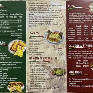 Menu as of August 2024