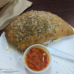 Meat calzone, so good!