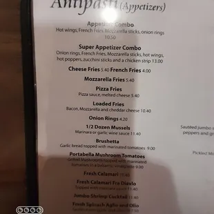 menu