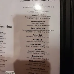 menu