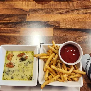 Rosemary fries N Gnocchi soup