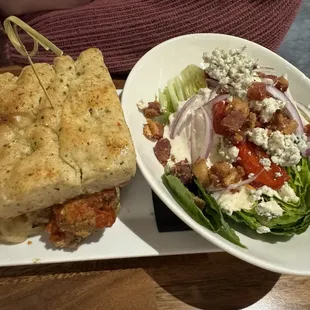 Meatball sandwich with wedge salad