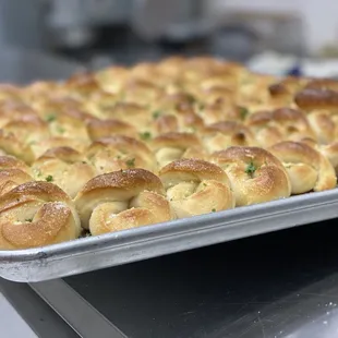 a pan of rolls