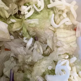 a close up of a salad