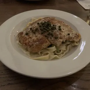 Delicious chicken piccata! Personally I prefer a lot more lemon so I requested a plate of lemon slices and squeezed them on- perfect!