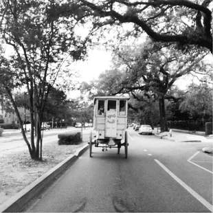 NOLA Traffic Jam Mule-Drawn Roman Candy Man $1 dollar per stick  #NOLA_Haiku #RomanCandy #NOLAEats #NOLAProblems #BlackAndWhite