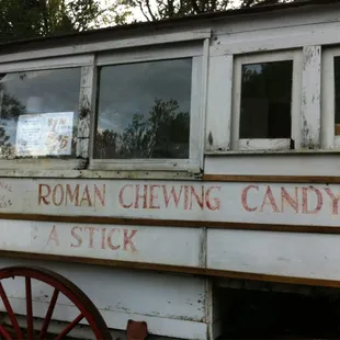 a wagon with a sign on it